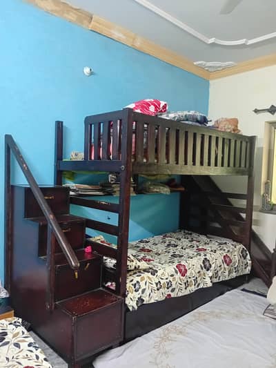 wooden bunk bed