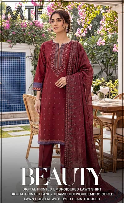 3 PIECE Unstitched 100% Original