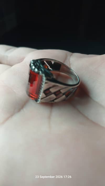 ITALIAN SILVER RING WITH AQEEQ