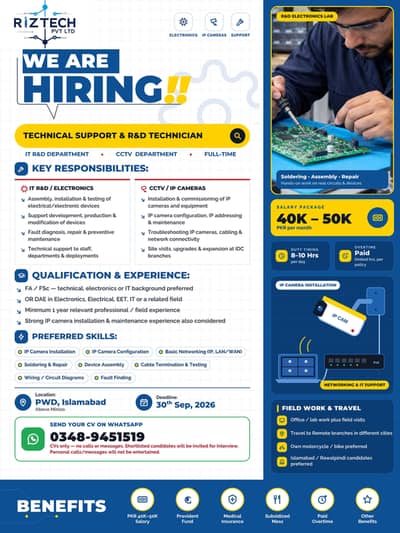 Technical Support and R&D Technician