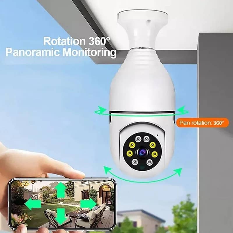security camera 360 view E27 Bulb base white 0