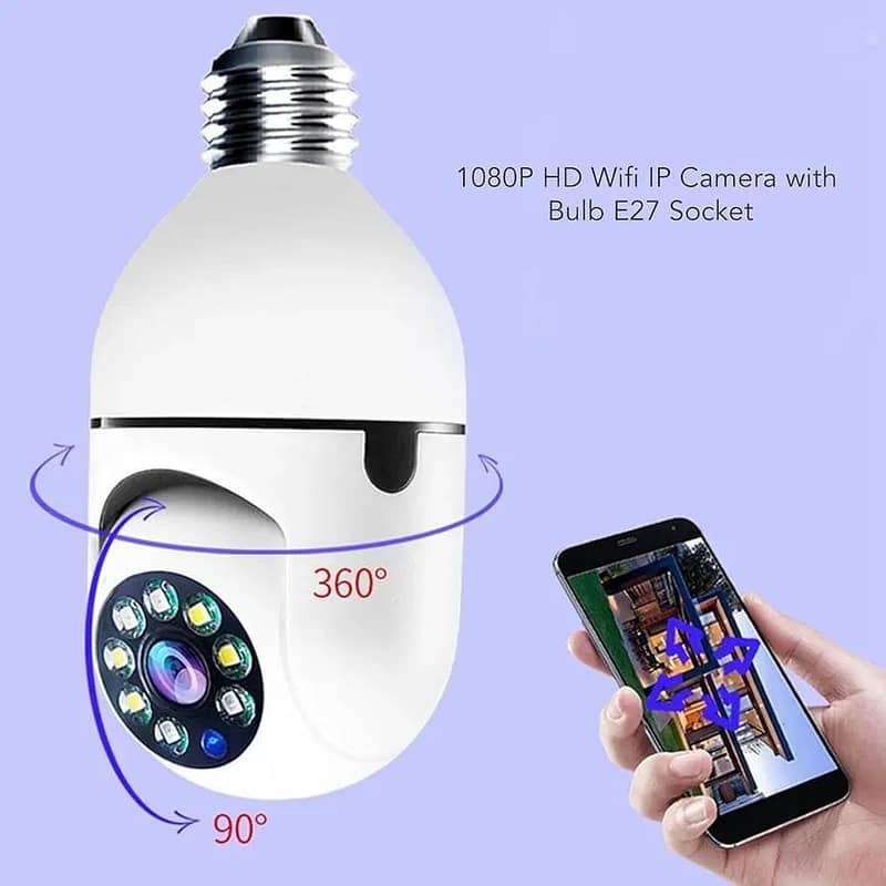 security camera 360 view E27 Bulb base white 1