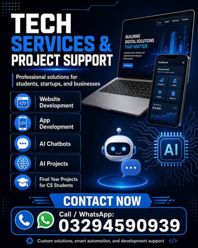 Final Year Projects, Website, App Development, Ai Automation projects