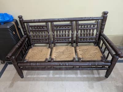 5 seater wood sofa set with 3 tables