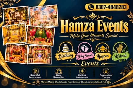 Birthday Events | Baby Shower | Mayoon Events | Mehndi Events