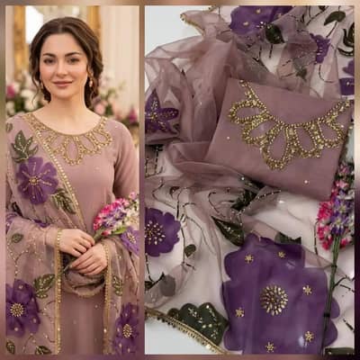 women s unstitched sequence Embroidered suit