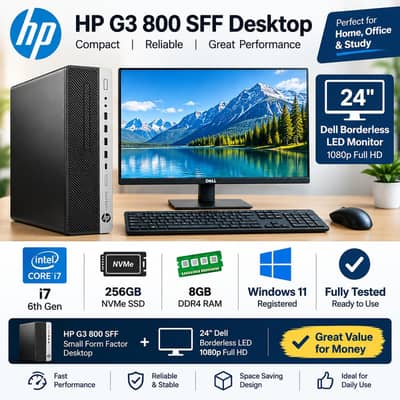 HP G3 800 Desktop i7 6th Gen 256 GB nvme