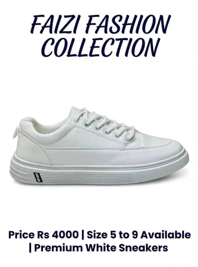 White Sneakers For Men - RS 3999 - Size 5 to 9 - Faizi Shoes