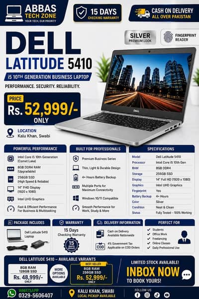 Dell Latitude 5410 | Core i5 10th Gen | 8GB DDR4 RAM / 256GB SSD