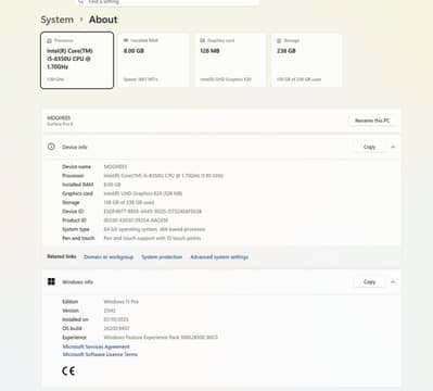 Microsoft Surface Pro 6 Core i5 8th Gen 8/256 2K Touch Display