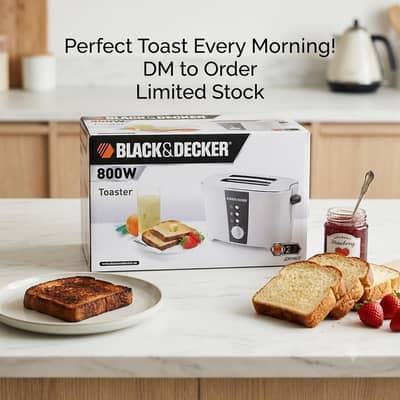 Black n Decker 800w 2 slice toaster (untouched and box packed)