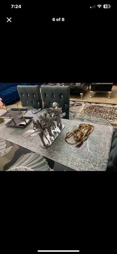 Grey dinning table 6 chairs