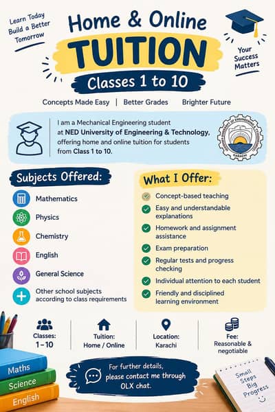 Home & Online Tuition Available – Classes 1 to 10