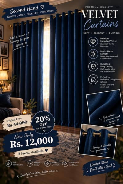 Premium Navy Velvet Curtains