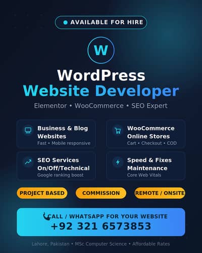 WordPress Website Developer | Elementor + WooCommerce + SEO