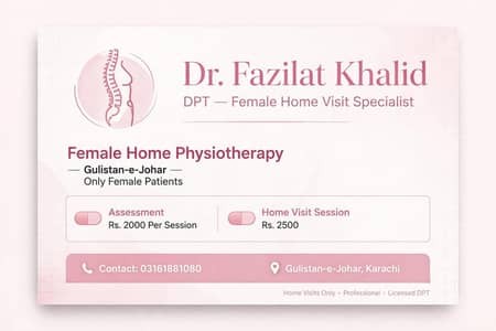 Female physiotherapist at home -Gulistan e Johar -Dr Fazilat PT