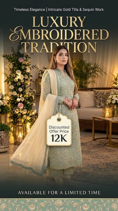 Beautiful Luxury Embroidered 3 Piece Suit – 12K