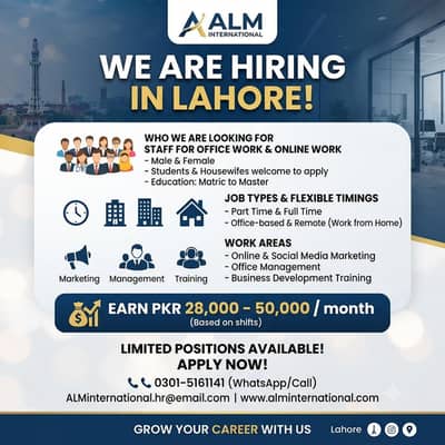 we are hiring male and female for office work and online work