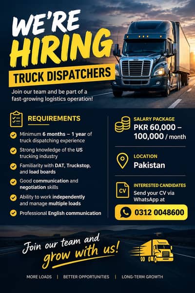 WE’RE HIRING — TRUCK DISPATCHERS