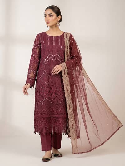 Ladies Gown / Embroidered Gown / Thread & Motif Work / Plazo Trouser