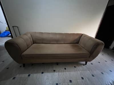 Velvety Brown Sofa Set – Excellent Condition
