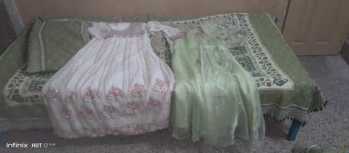white frock and light green very beautiful dresses