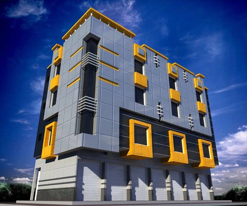 Acp wall cladding, Aluminium Composite Panel, Front Elevation 10