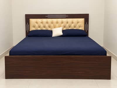 King Size Wooden Bed with Luxury Headboard + mattress