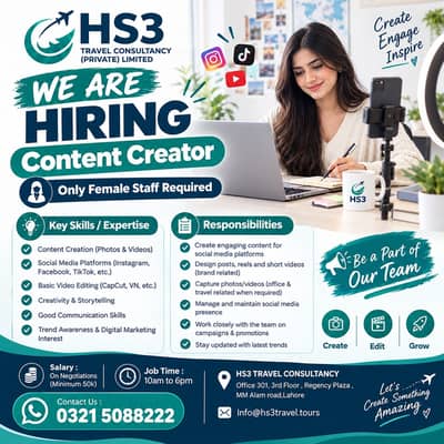 Female Content Creator | Social Media Jobs | Urgent Hiring | Jobs
