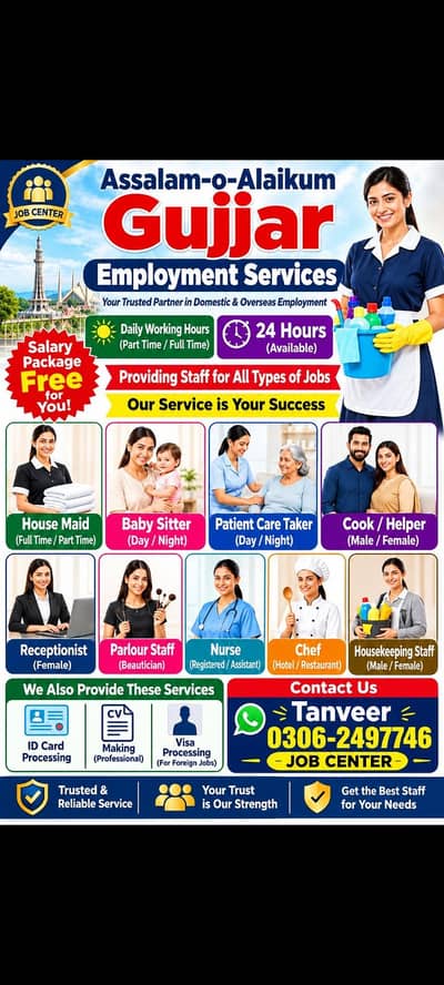 Cooks,Maids,Nanny,Drivers And Helper In Lhr