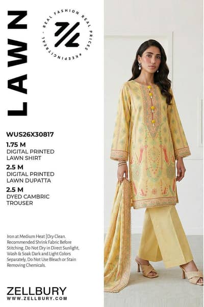 Zellbury 3 Piece Lawn Suit | New Collection 2026
