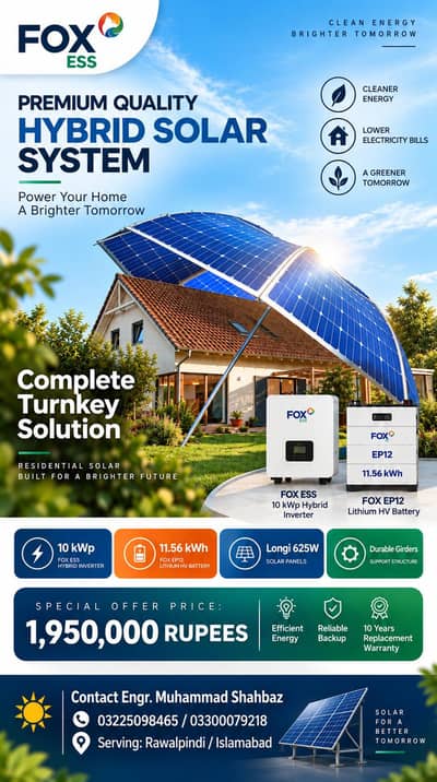 10kW FOX ESS Hybrid Solar System | 11.56kWh Lithium Battery