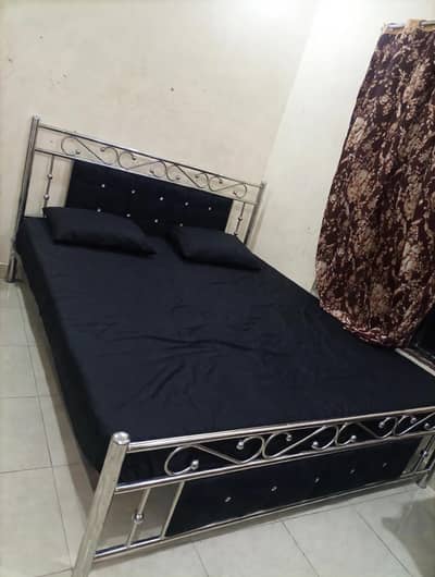 BedFor Sale SS Steel Full Size Dubble Bed+mattress