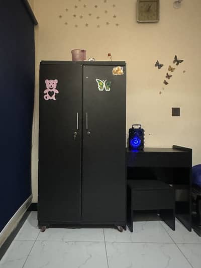 Black 2 door iron wardrobe with locker