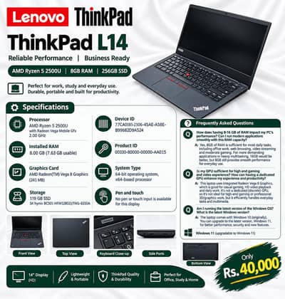Lenovo ThinkPad A485 Ryzen 5 2500U | 8GB RAM | 128GB SSD