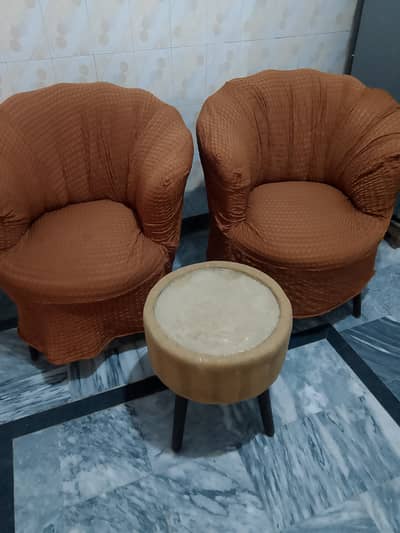 One coffee sofa set with table with cover