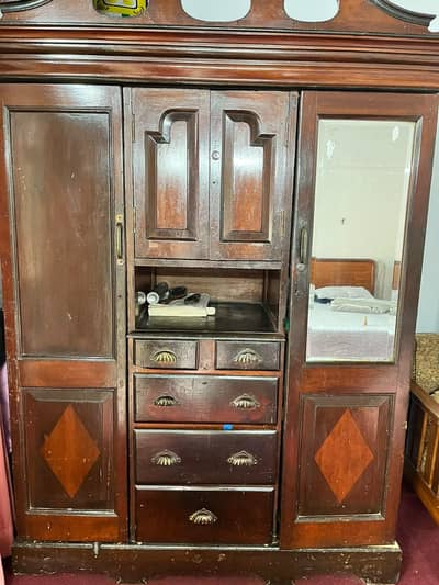 Antique Pure Sheesham wood 3 door wardrobe