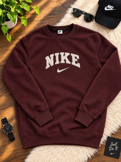 Mens Winter Maroon Sweatshirt Fleece Warm - M L XL
