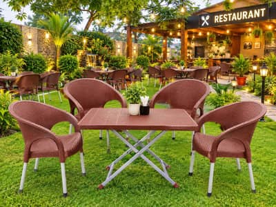plastic chairs table