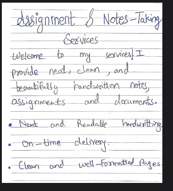 Neat Handwritten Assignment and Note Taking Services 0