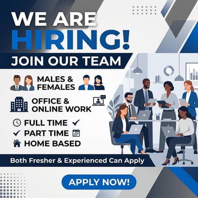 Hiring staff males and females for office and online work.