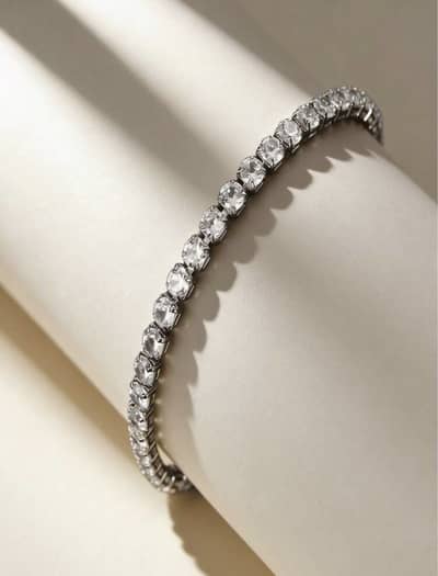 Luxury Cubic Zirconia Bracelet -Silver Plated Shiny Crystal