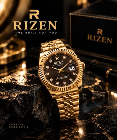 RIZEN Gold Men’s Watch | Date Display | Premium Classic Design