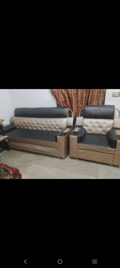 6 seater sofa set (3+2+1) with 3 centered table glass top for sale