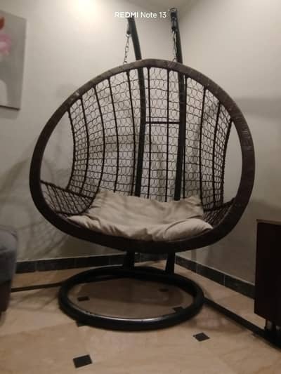 double seated swing in brown clr