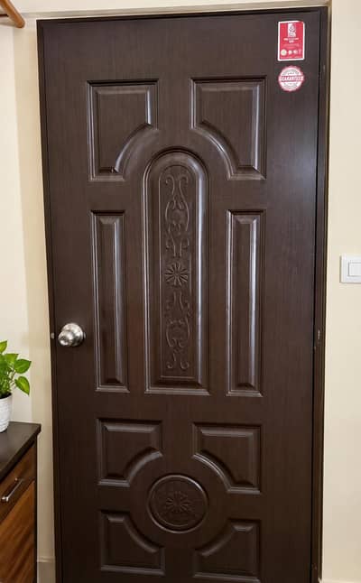 Premium Both-Side Carved Wooden Door with Lock | Brand New Condition