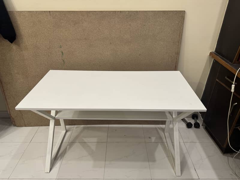 White Study Table / Computer Table / Office Desk with Shelf 4