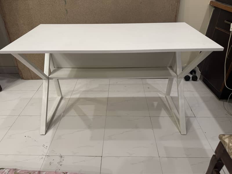 White Study Table / Computer Table / Office Desk with Shelf 5
