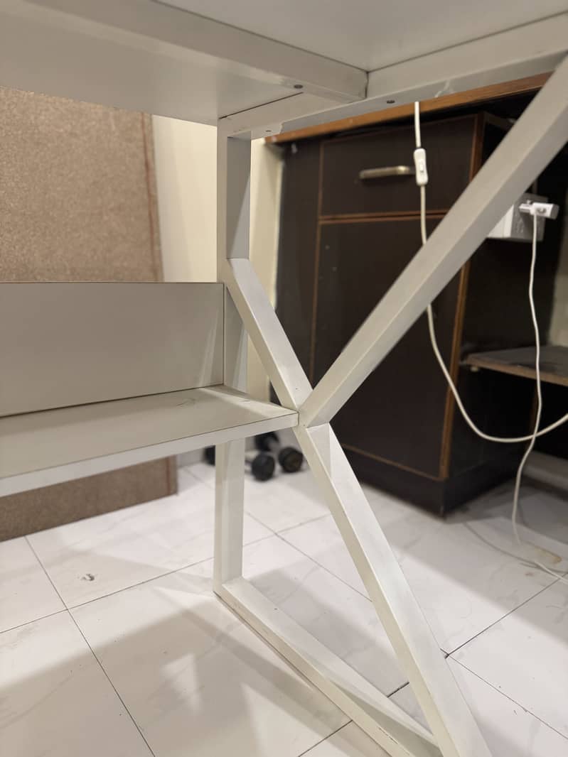 White Study Table / Computer Table / Office Desk with Shelf 6