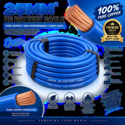 DC Copper Battery Cable Flexible 25MM